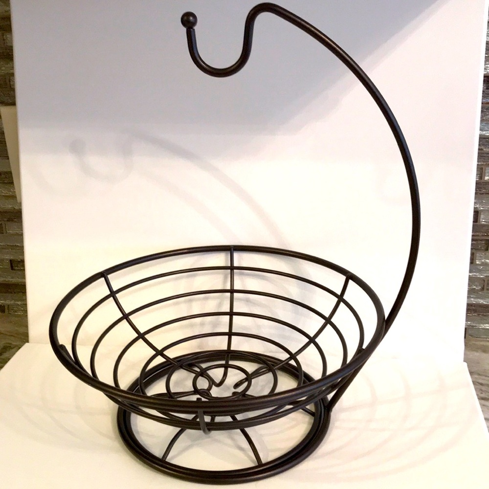Rubbed Oil Bronze Fruit Bowl with Banana Hanger